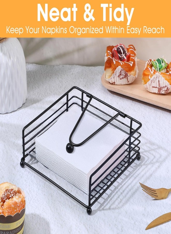 AojSup 3 Pcs Napkin Holders for Paper Napkins, Black Flat Napkins Holders, Metal Napkin Dispenser for Kitchen Tables, Farmhouse, Dinner, Outdoor - 7.1" L x 7.1" W x 2.7"H - Image 2