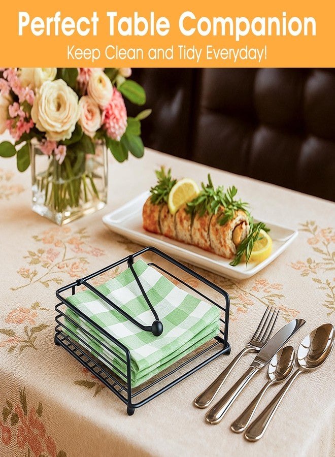 AojSup 3 Pcs Napkin Holders for Paper Napkins, Black Flat Napkins Holders, Metal Napkin Dispenser for Kitchen Tables, Farmhouse, Dinner, Outdoor - 7.1" L x 7.1" W x 2.7"H - Image 3