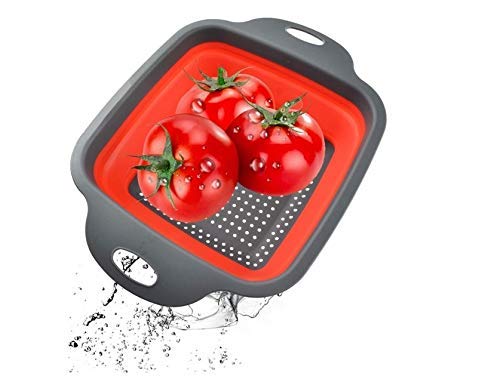 CONNECTWIDE CONNECTWIDE Collapsible Square Folding Colander Washing Drain Basket Silicone Filter Basket Size24 cm Green  - Image 4