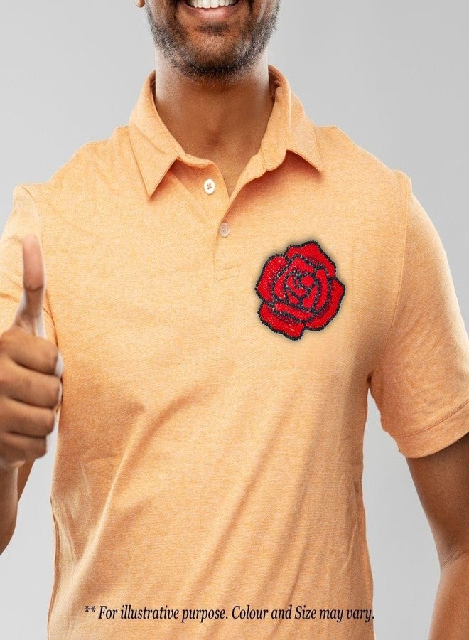 Abeo Handmade Beaded Rose Brooch, 5-6 cm, Red and Black, Traditional Embroidered Design - Image 3