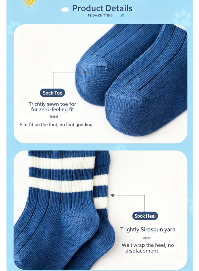 Combed Cotton Socks with brave Pattern, White/black/Red/blue, 0-8 Years Old, 5 Pairs Pack - Image 4