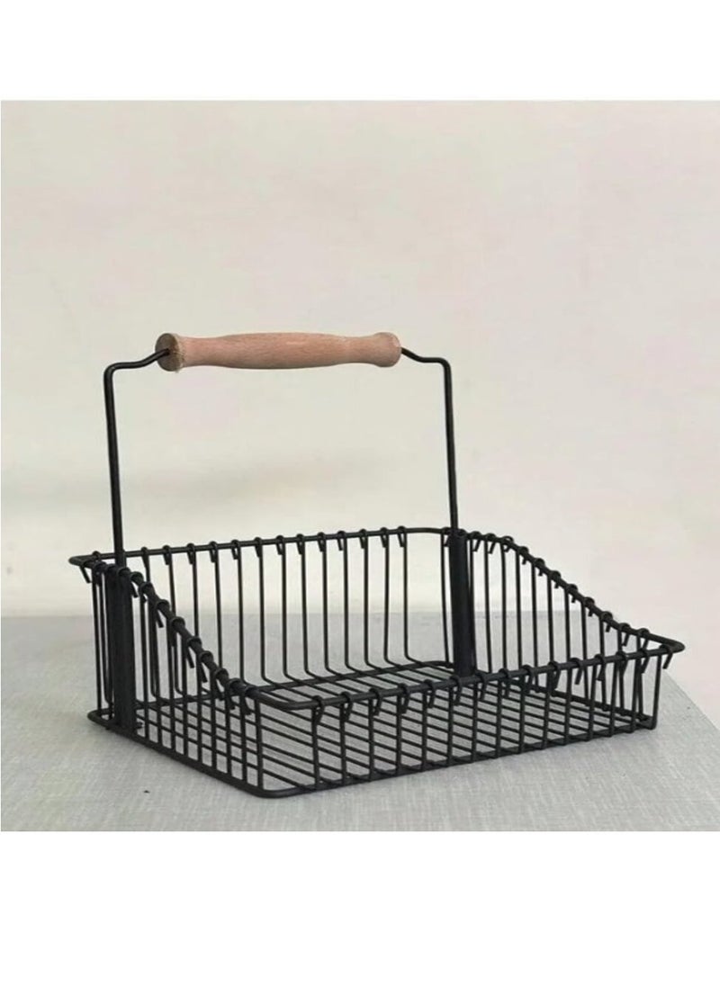 إيباسكت - حامل صوصات ومنظم برطمانات مصنوع من المعدن القوى وبيد خشبية بشكل مميز - Image 1