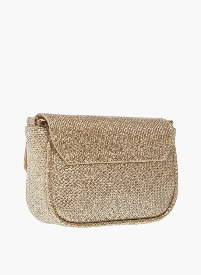 ليتل ميسي Girls Bow Accent Crossbody Bag with Chain Strap and Button Closure