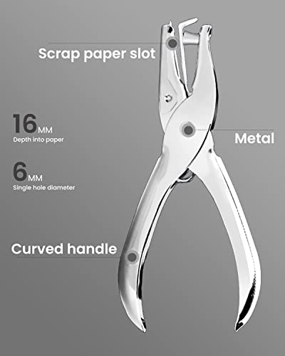 MoHern 2 Pcs Hole Punch, 1/4 Inch and 1/8 Inch Single Hole Punch, MoHern Hole Puncher Single, Hole Puncher for Crafts, Tags, Tickets, Circle Paper Punches with 6 Sheet Capacity for Home, Office, School - Image 3