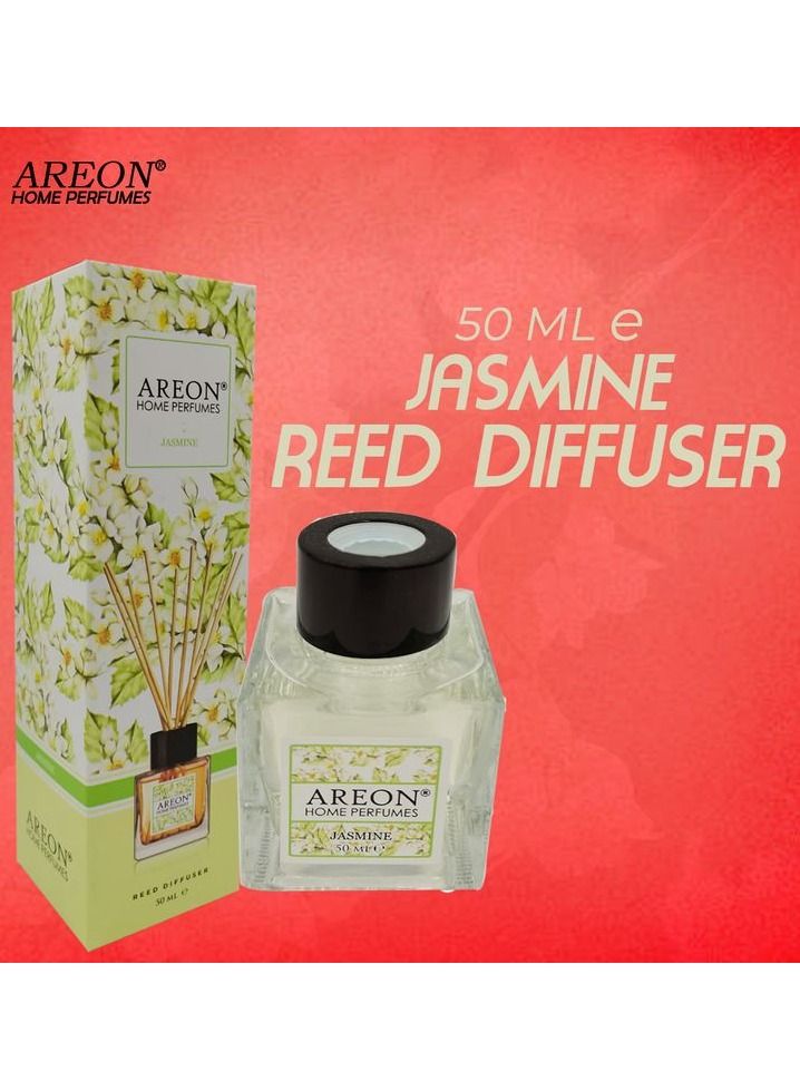 AREON Home Perfumes Jasmine Reed Diffuser Home Perfume Sticks Fragrance Air Freshener 50 ML - Image 1