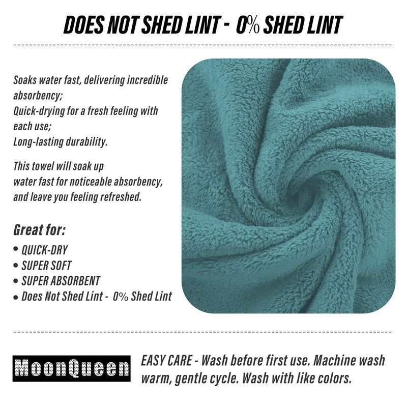 MOONQUEEN MOONQUEEN 18 Pack Premium Hand Towels - Quick Drying - Microfiber Coral Velvet Highly Absorbent Towels - Multipurpose Use as Hotel  Bathroom  Shower  Spa  Hand Towel 16 x 28 inches (Teal)  - Image 4