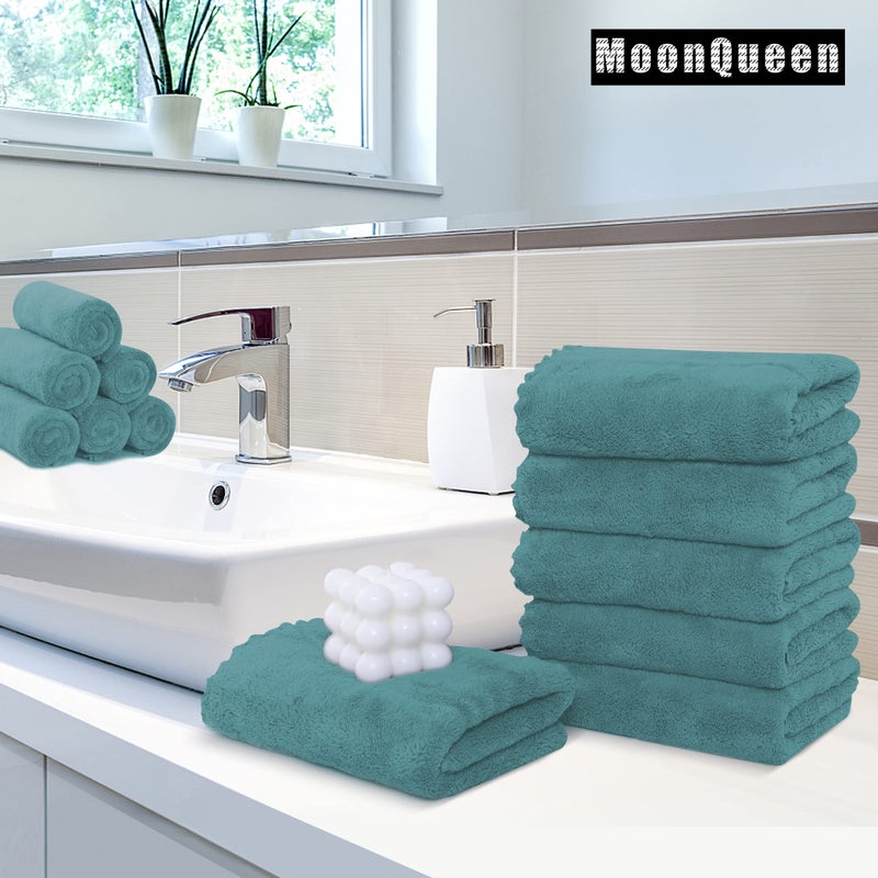 MOONQUEEN MOONQUEEN 18 Pack Premium Hand Towels - Quick Drying - Microfiber Coral Velvet Highly Absorbent Towels - Multipurpose Use as Hotel  Bathroom  Shower  Spa  Hand Towel 16 x 28 inches (Teal)  - Image 2