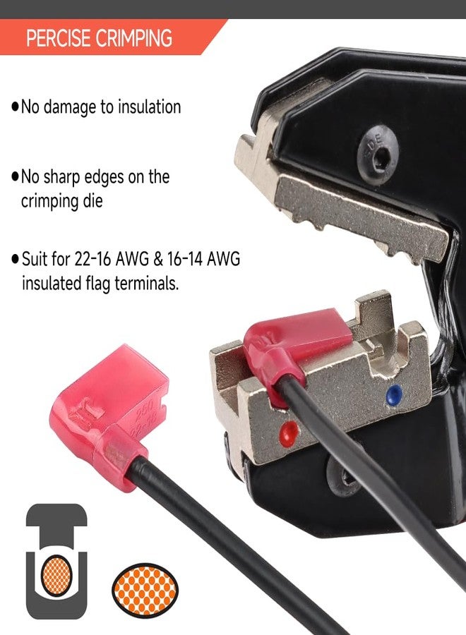 HKS Crimping Tool for Insulated Flag Terminals - Ratcheting Wire Crimpers - AWG 22-14 (0.5-2.5mm²) - Ratchet Terminal Crimper - Electrical Crimping Tool - Image 3