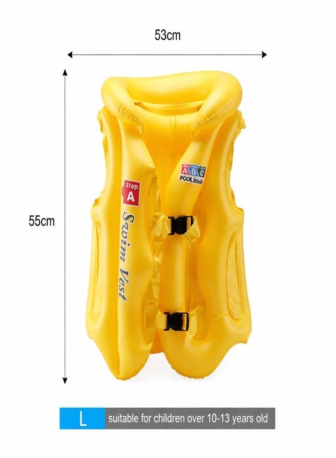 AASMUDRAT Swim Vest for Kids Adjustable Inflatable Floating Jacket Swimming Aid for Children Durable PVC Life Vest with Double Buckle & Neck Support Ideal for Pool & Beach Use (Pack of - 1) (L Size) - Image 2