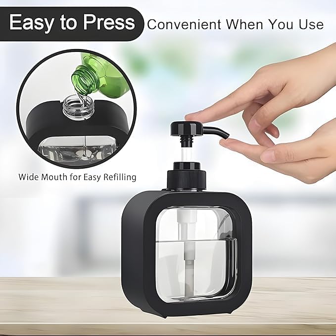 HomeWiz Pack of 2 300ML Liquid Soap Dispenser | Refillable Pump Bottle for Hand Wash, Dish Wash, Shampoo, Conditioner, Shower Gel | Bathroom & Kitchen Use | Transparent Plastic | - Image 2
