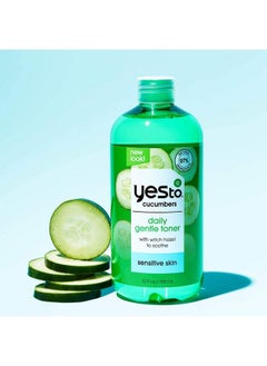 Yes To Cucumbers Soothing + Calming Toner 12 Fl Oz Sensitive Skin Balance Tone Hydrate Nourish & Calm Skin Witch Hazel + Aloe Vera Vegan 97% Natural  - Image 5