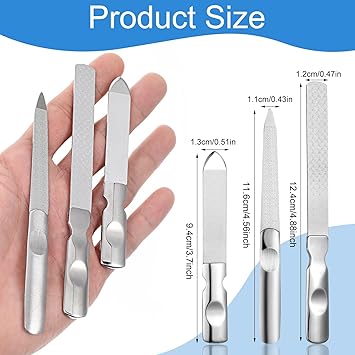 Wanmu 3Pcs Metal Nail File Stainless Steel Nail Trimmer with Leather Case Heavy Duty Double Sided Toenail File for Thick Toenails Professional coarse Nail File for Men Women Home Salon Travel - Image 2