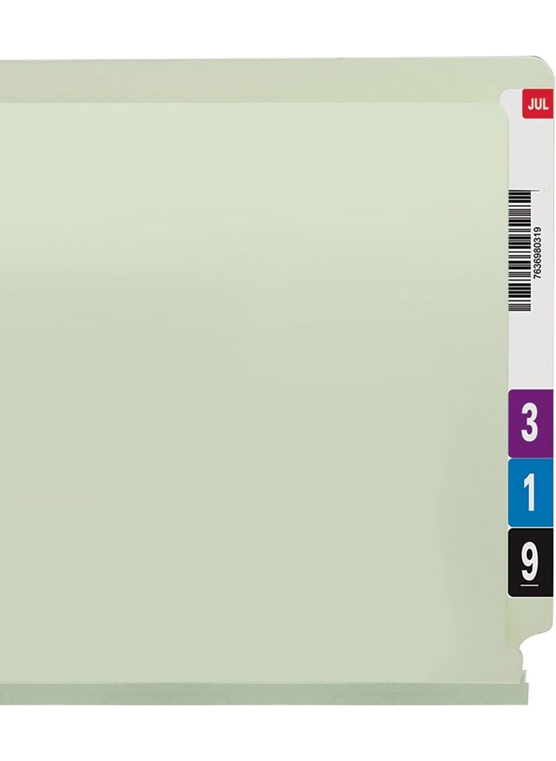 Smead End Tab Pressboard Fastener File Folder with SafeSHIELD Fasteners 2 Fasteners 2 Expansion Letter Size GrayGreen 25 per Box 34715