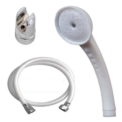 SHRUTI Abs Telephone Shower Hand Shower with 2 Mtr PVC White Shower Tube and Abs Chrome Plate Stand 13341163 White - Image 1