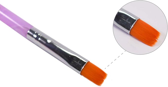 TRIXES 7PC UV Gel Acrylic Nail Brush Set Assorted Nail Art Builder Brushes Accurate Professional Salon Painting Tools Marbled Purple Pink - Image 5