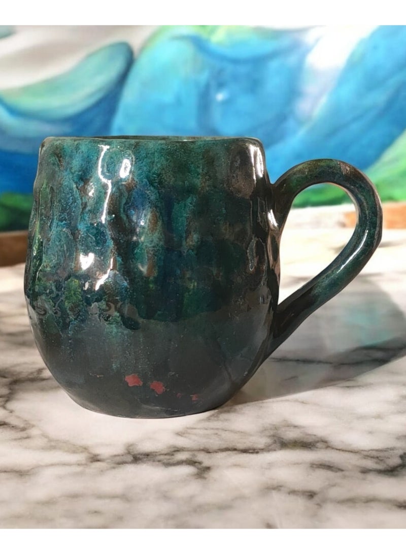 300ml ceramic and earthenware mug, each piece is unique, microwave safe