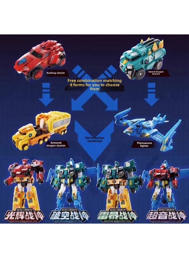 Genuine Quantum Team's Dinosaur Guardian Transfiguration Doll Movable Fit Transfiguration Boys' Toy Fast Dragon Lightning-Color:580816Triple Transformation Mecha  - Image 4