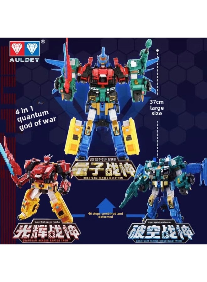 Genuine Quantum Team's Dinosaur Guardian Transfiguration Doll Movable Fit Transfiguration Boys' Toy Fast Dragon Lightning-Color:580816Triple Transformation Mecha  - Image 3