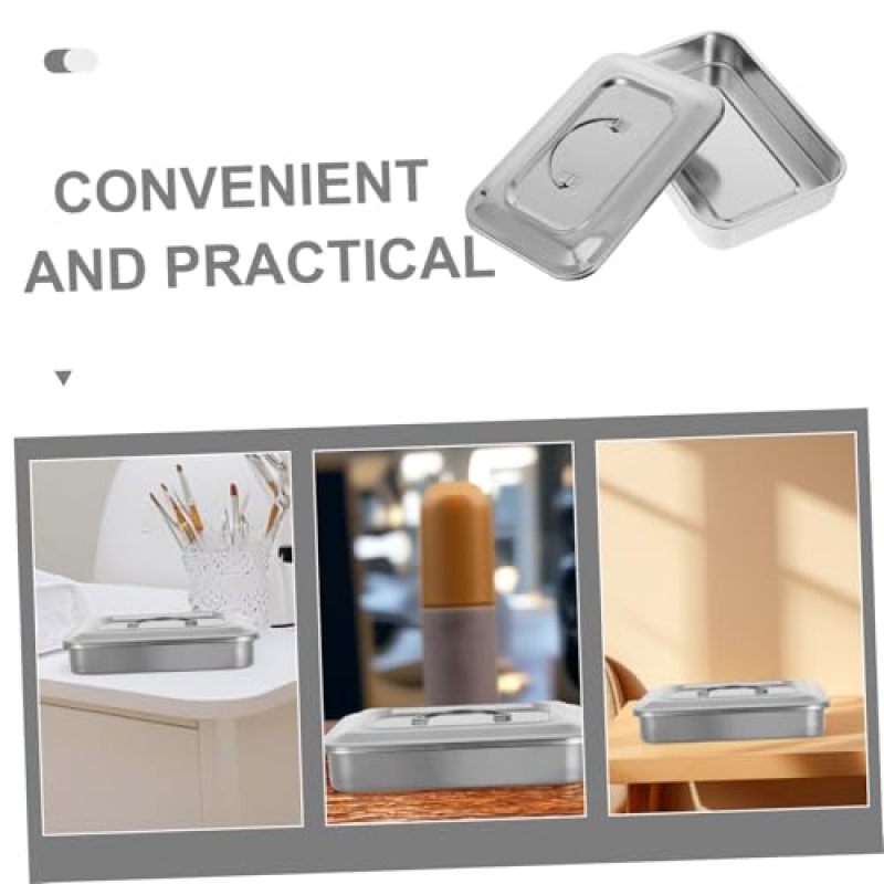 Sterilization Tray 9-Inch Square 304 Stainless Steel - Leak-Proof Lid Instrument Tray for Medical Dental Beauty Salon Practices - Image 3