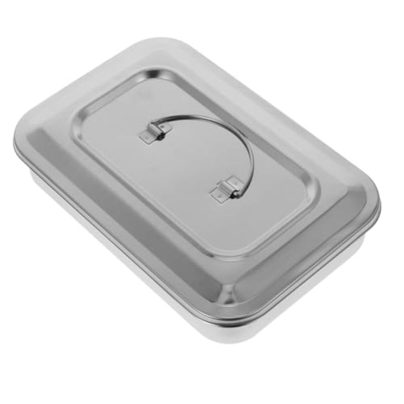 Sterilization Tray 9-Inch Square 304 Stainless Steel - Leak-Proof Lid Instrument Tray for Medical Dental Beauty Salon Practices - Image 1