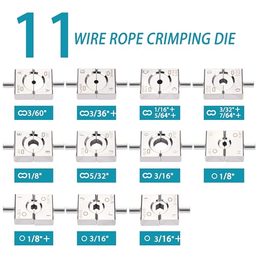 AMZCNC Wire Rope Crimping Tool Kit Swaging Tool for Aluminum Ferrules and Oval Sleeves 364316 Stainless Steel with Wire Cutter - Image 3