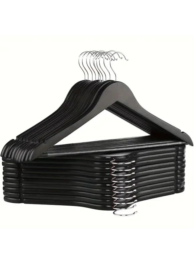 Black Wall Mounted Wooden Hangers 360 Rotating Hooks Anti Slip Strips Sturdy Closet Organizer - Image 1