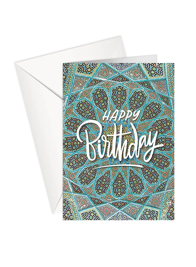 Share The Love Happy Birthday Dubai Days Mosaic Greeting Card – Unique Celebration Card with Dubai-Inspired Design