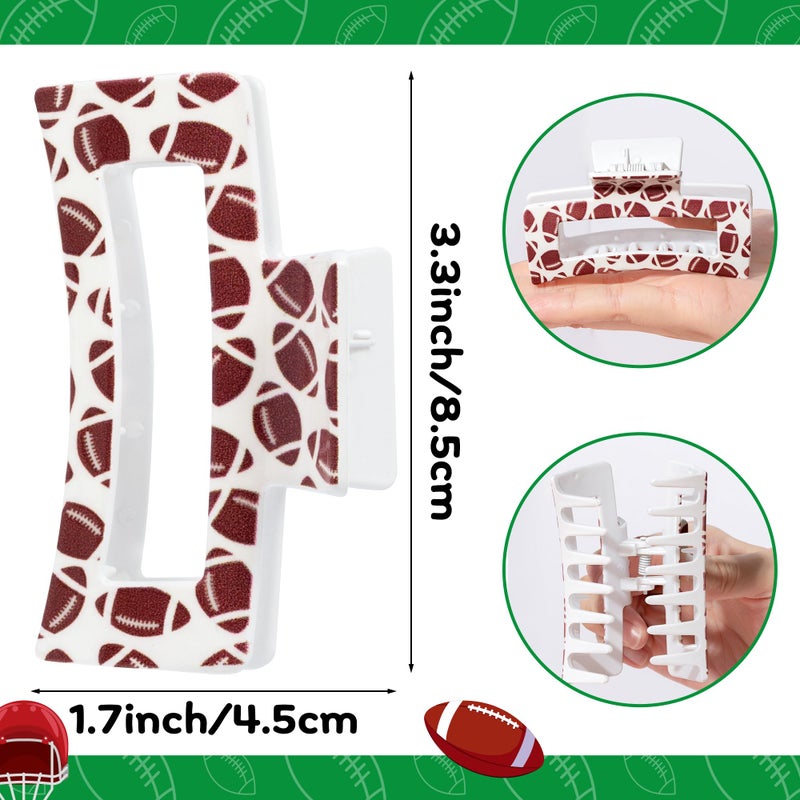 PANTIDE 4Pcs Football Hair Claw Clips for Women Girls - Sport Game Day Rectangle Nonslip Clips Hair Accessories for School Daily Football Party Favor Small Gifts Strong Hold for Thin Thick Curly - Image 2
