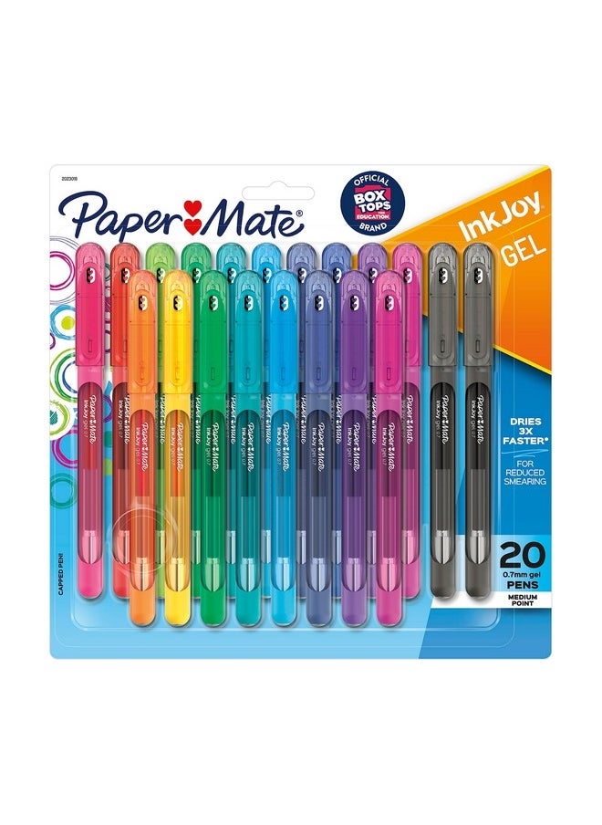 Paper Mate Inkjoy Gel Pens, Medium Point (0.7Mm), Assorted Colors, Capped, 20 Count  - Image 1