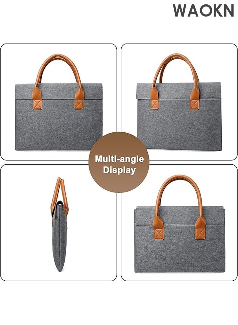 WAOKN Classic Lightweight Briefcase for Men & Women - Polyester Laptop Bagt - Professional Work Office Bag - Commuter Messenger Bag for Travel (Gray，small) - Image 5