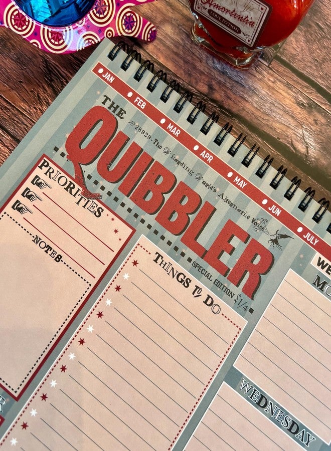 Conquest Journals Harry Potter The Quibbler Undated Weekly Spiral Planning Pad, 8'' x 10'', 52 Page, To-Dos, Priorities, Habit Tracker & Notes, Durable Bookboard-Wrapped Backboard, Officially Licensed - Image 4