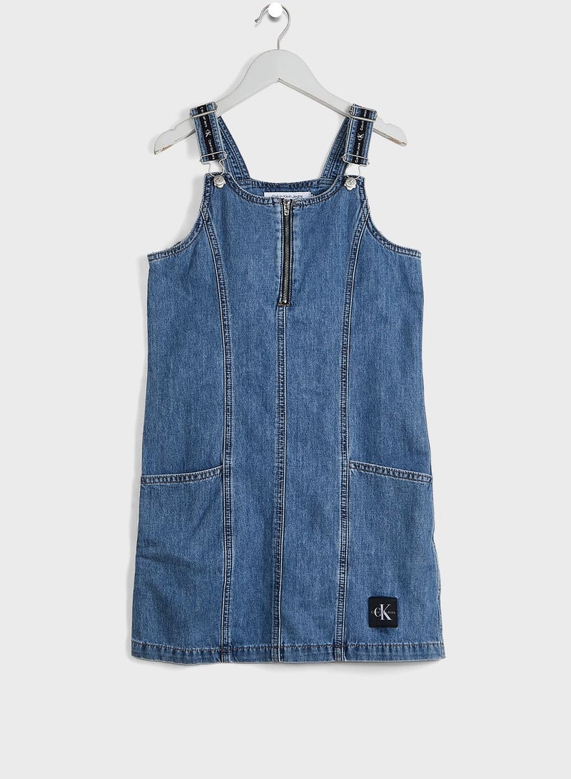 Calvin Klein Jeans Kids Aline Dungaree Denim Dress - Image 1