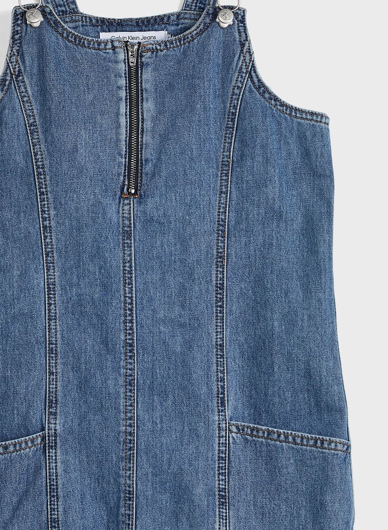Calvin Klein Jeans Kids Aline Dungaree Denim Dress - Image 3