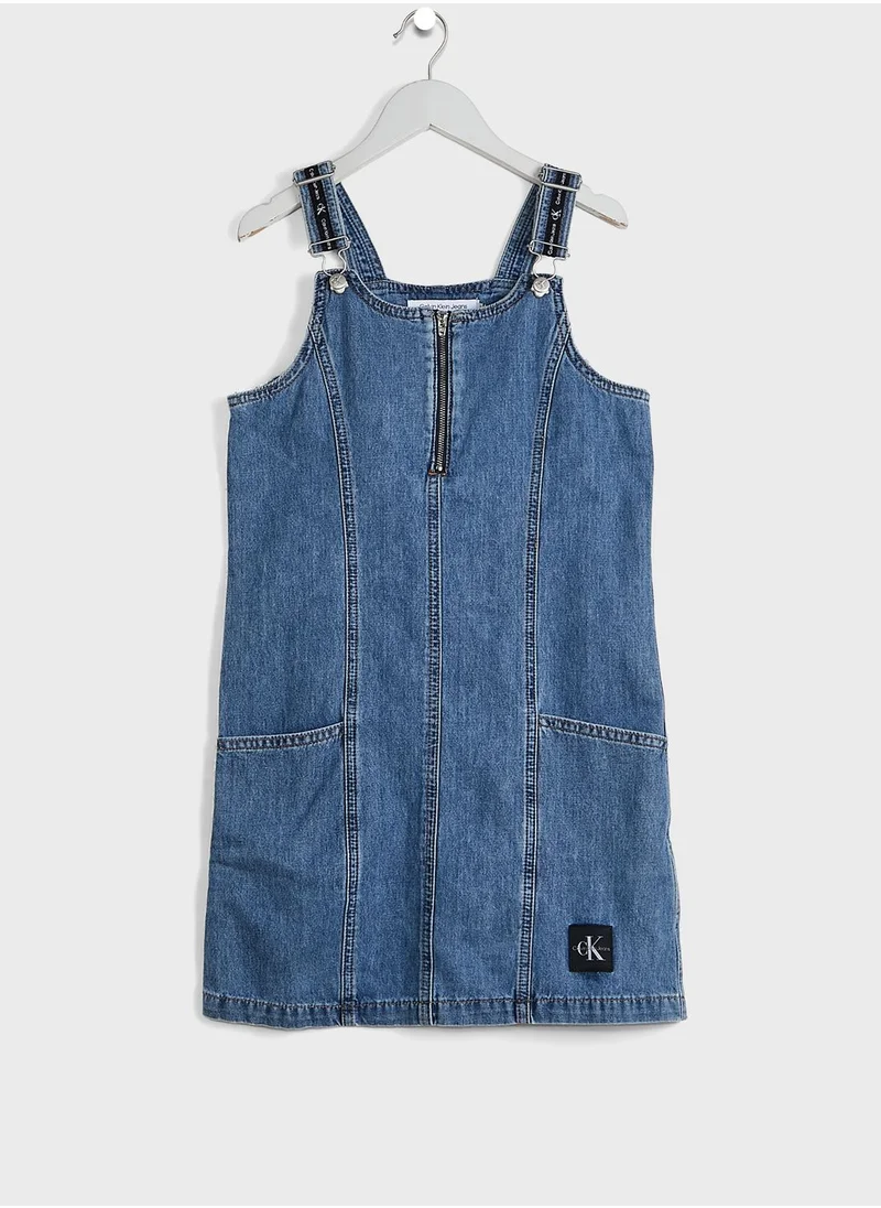 Calvin Klein Jeans Kids Aline Dungaree Denim Dress