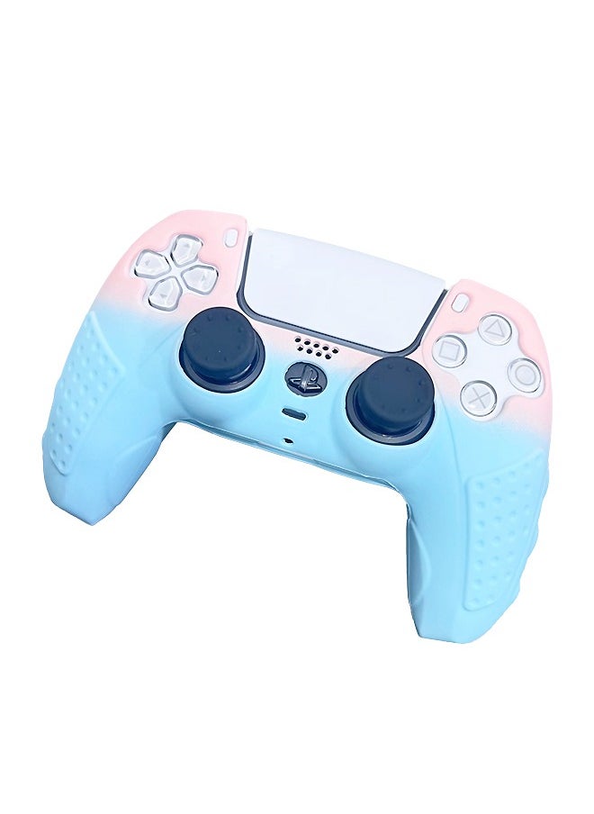 WooFree PS5 Controller Silicone Protective Cover Case with 2 Thumb Grip Caps Pink and Blue  - Image 1