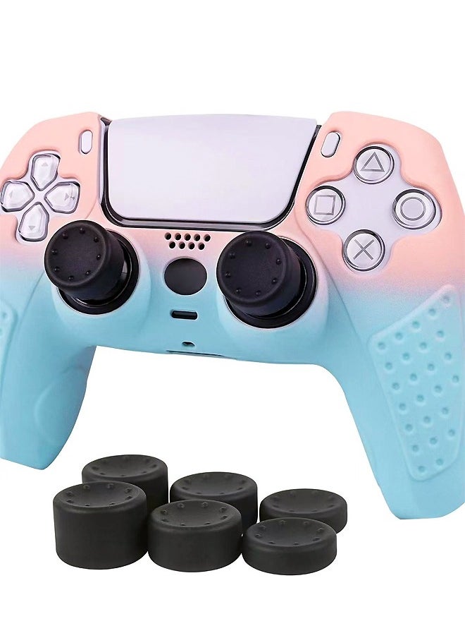 WooFree PS5 Controller Silicone Protective Cover Case with 2 Thumb Grip Caps Pink and Blue  - Image 2
