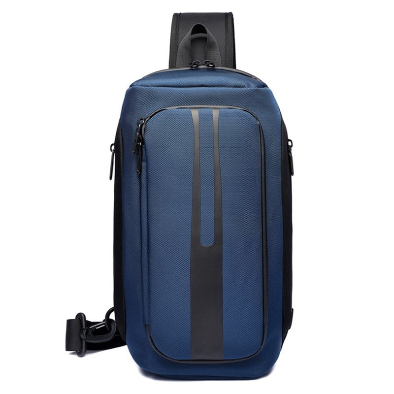 OZUKO Dark Blue Chest Bag - Anti-theft 3-digit Lock System Waterproof High-density Oxford Fabric USB 3.0 Charge Port Breathable Bee-net Back Cushion for Travel Daily Use - Image 1