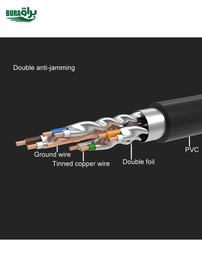 BURAQ CAT7 Gold Plated Dual Shielded Full Copper LAN Network Cable, Length: 15m  - Image 4