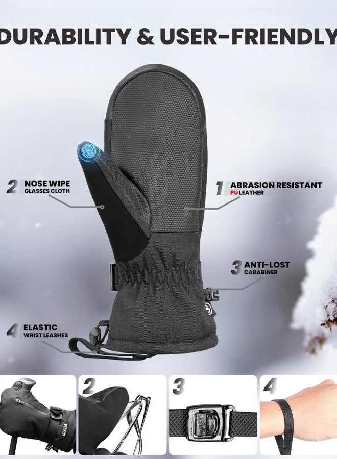 OutdoorMaster Ski Snow Mittens for Women & Men, Thermal Snowboard Ski Gloves Screen Touch, Warm Winter Anti-Slip Waterproof with Double-Pocket for Cold Weather Sports, Skiing, Snowboarding - Image 5