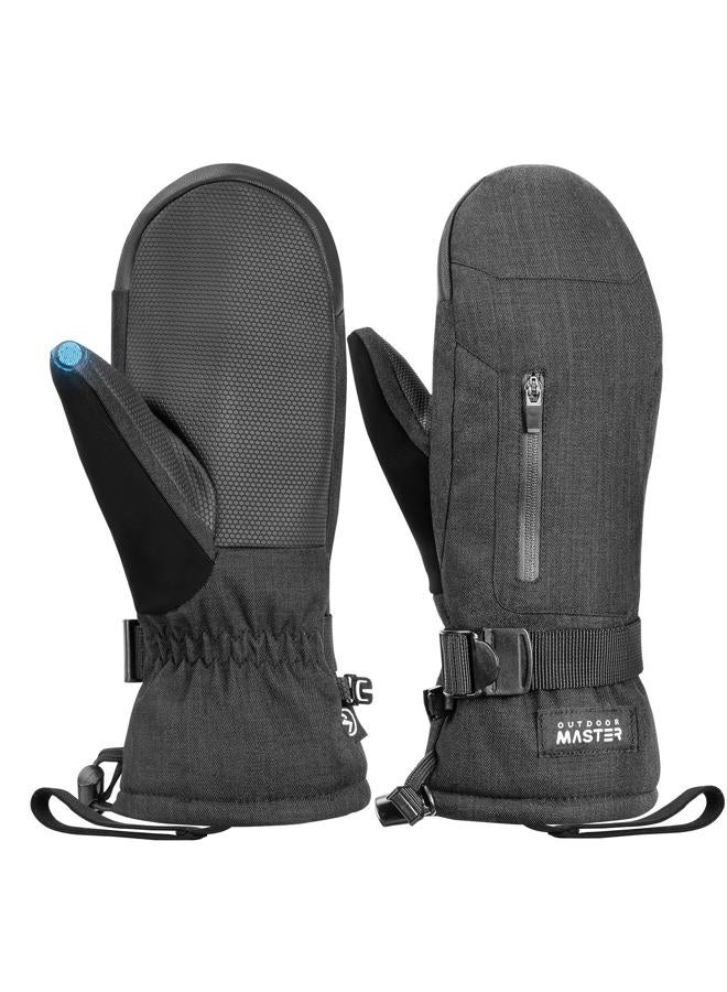 OutdoorMaster Ski Snow Mittens for Women & Men, Thermal Snowboard Ski Gloves Screen Touch, Warm Winter Anti-Slip Waterproof with Double-Pocket for Cold Weather Sports, Skiing, Snowboarding - Image 1
