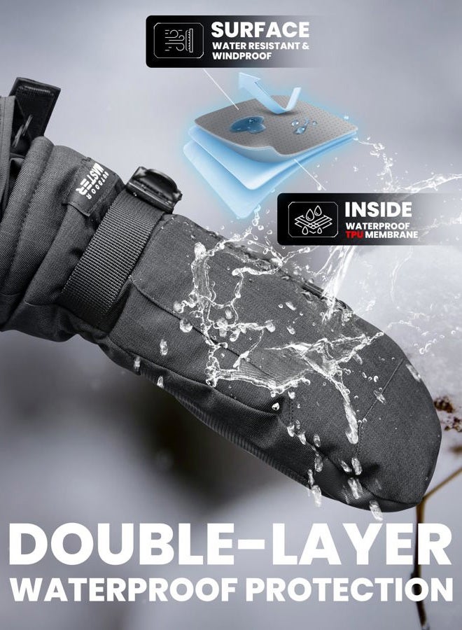 OutdoorMaster Ski Snow Mittens for Women & Men, Thermal Snowboard Ski Gloves Screen Touch, Warm Winter Anti-Slip Waterproof with Double-Pocket for Cold Weather Sports, Skiing, Snowboarding - Image 3