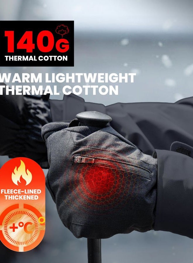 OutdoorMaster Ski Snow Mittens for Women & Men, Thermal Snowboard Ski Gloves Screen Touch, Warm Winter Anti-Slip Waterproof with Double-Pocket for Cold Weather Sports, Skiing, Snowboarding - Image 2
