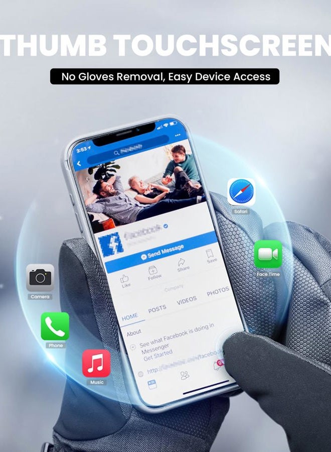 OutdoorMaster Ski Snow Mittens for Women & Men, Thermal Snowboard Ski Gloves Screen Touch, Warm Winter Anti-Slip Waterproof with Double-Pocket for Cold Weather Sports, Skiing, Snowboarding - Image 4