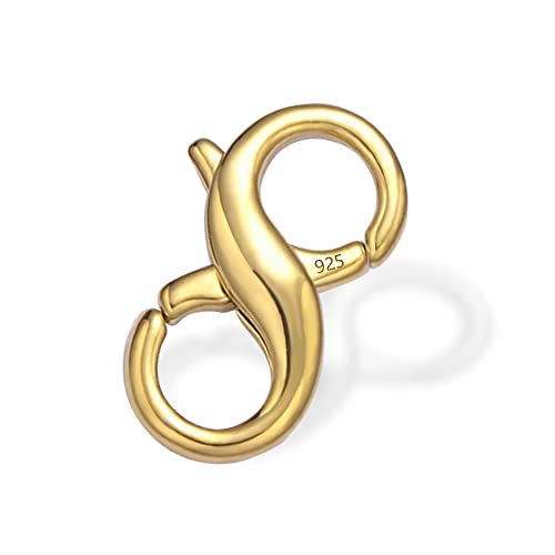 Ash's Choice Lobster Clasp Necklace Bracelet Extender,925 Sterling Silver Plated with 14K Gold Necklace Connector Extender Clasps,Plated 14K Gold Closures Claw for DIY Jewelry Repair(0.55"x0.24",Gold,1P) - Image 1
