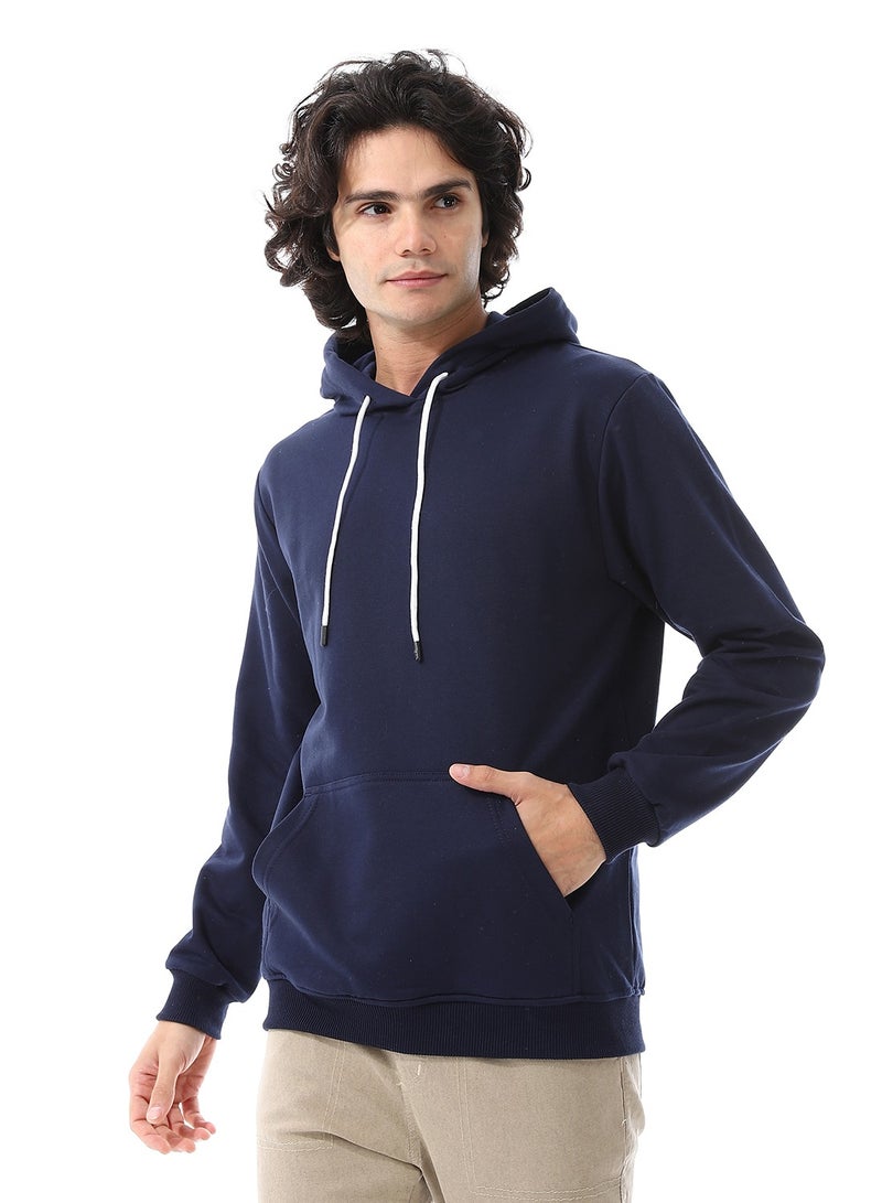 Andora Navy Blue Long Sleeves Fleeced Hoodie_Navy Blue  - Image 2