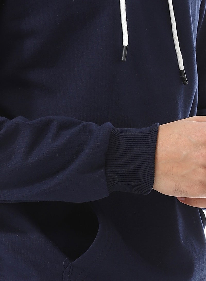 Andora Navy Blue Long Sleeves Fleeced Hoodie_Navy Blue  - Image 5