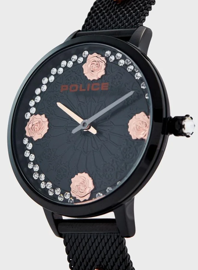 POLICE Women's Socotra Round Shape Stainless Steel Analog Wrist Watch 42 mm - Black