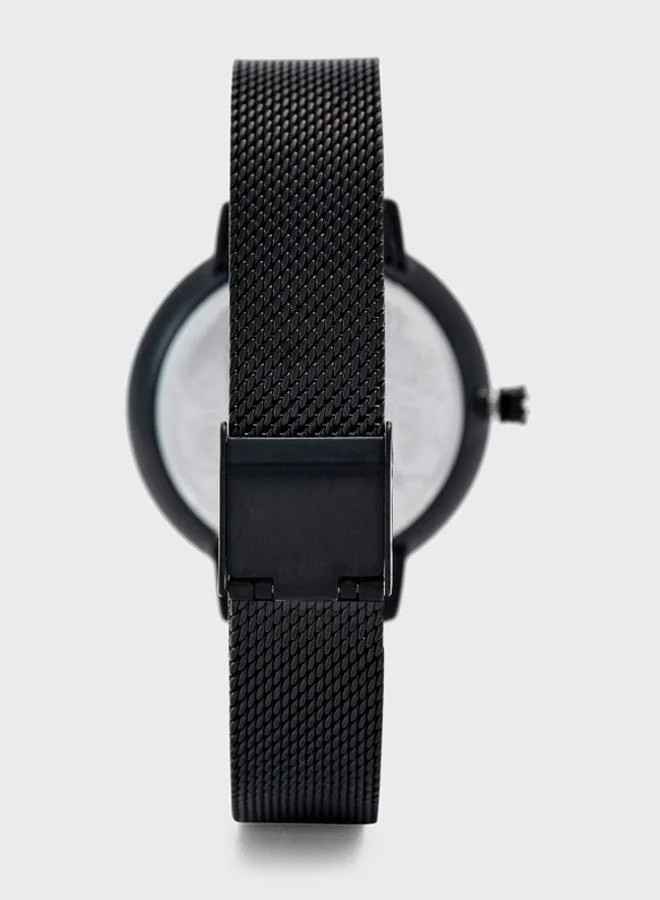 POLICE Women's Socotra Round Shape Stainless Steel Analog Wrist Watch 42 mm - Black