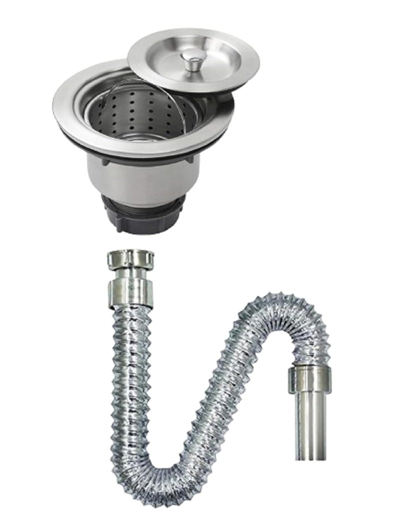 JAGGER وصلة تصريف نفايات حوض المطبخ JAG300 أو جالي النفايات المستخدمة في حوض المطبخ (المادة - فولاذ مقاوم للصدأ مع سلة تحتية 4 بوصة) (سلة حوض جالي مع خرطوم [4 بوصة]) - Image 1