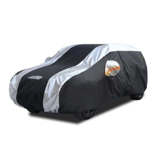 AltoCover SUV Cover Waterproof All Weather Protection with Silver Stripe Design, Car Cover Universal Fit Ford Explorer, Toyota Highlander, Honda Pilot, Dodge Durango, BMW X5 X6, Lexus RX350 - Image 1